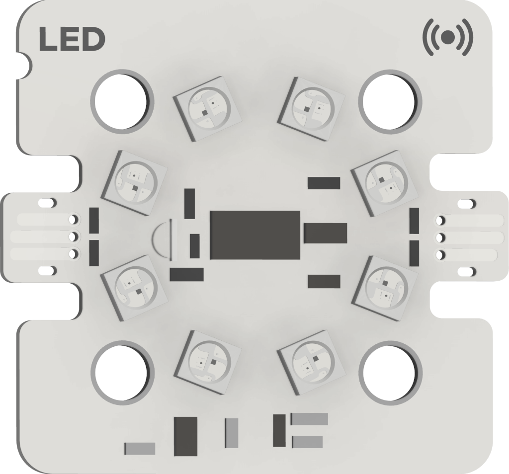 3D render of the LED Ring component, with 8 LED lights positioned in a circle.