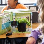Students working on the micro:bit Smart Farming project from the Climate Action Kit