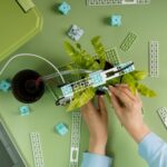 Top down shot of someone working on the Smart Farming micro:bit project from the Climate Action Kit