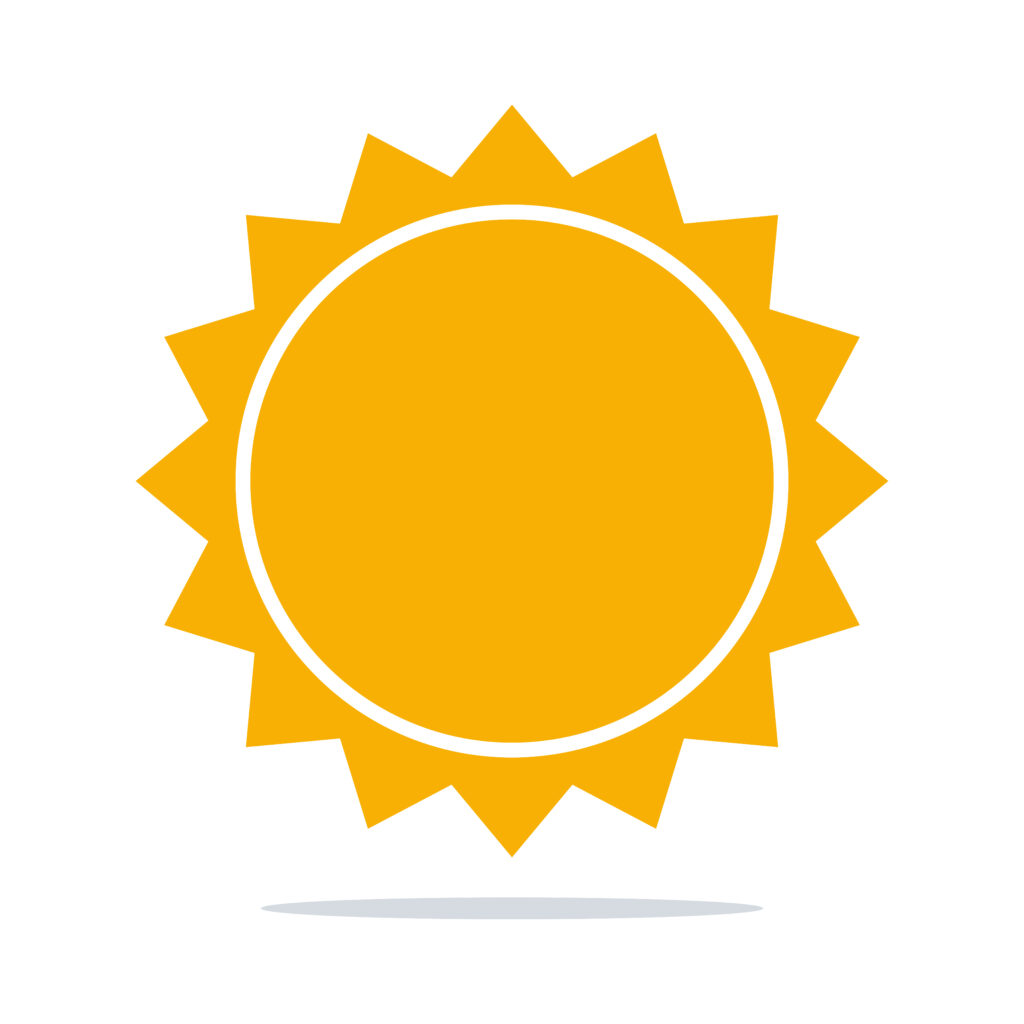An icon of a sun with a small shadow beneath it