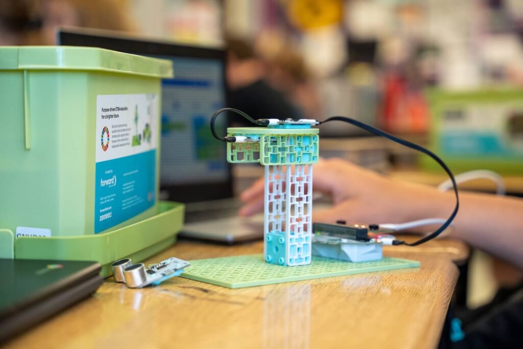 Turtle-Safe Beach Lighting project from the Climate Action Kit sitting on a desk