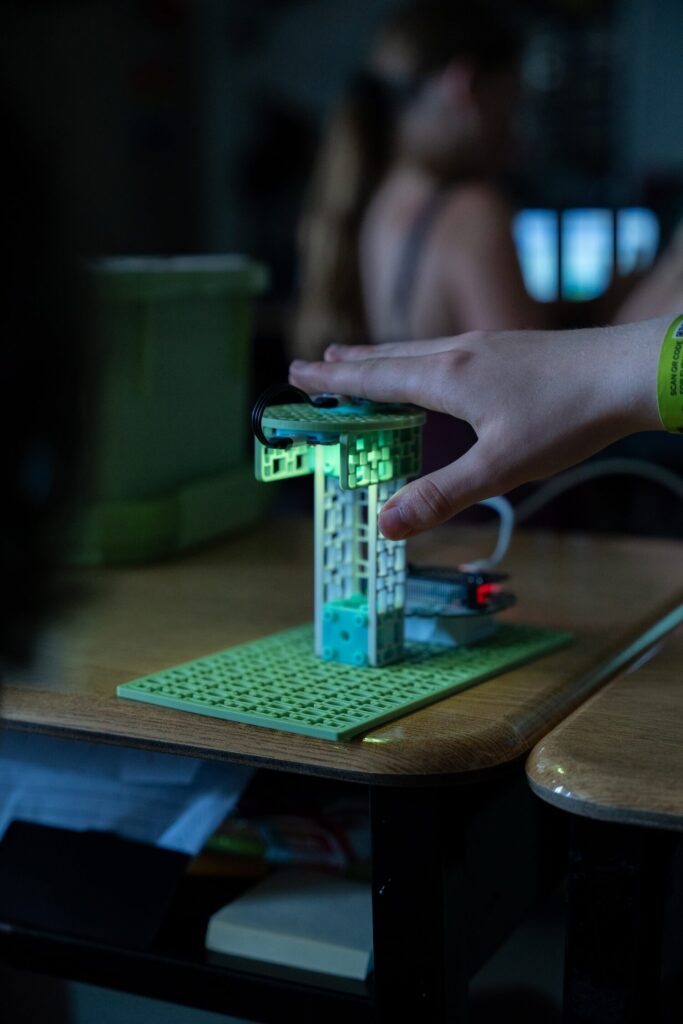 Turtle-Safe Beach Lighting project from the Climate Action Kit sitting on a desk