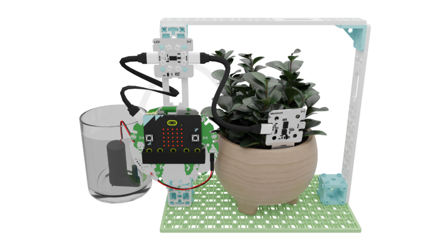 A 3D model of Forward Education's smart farming soil monitor project build