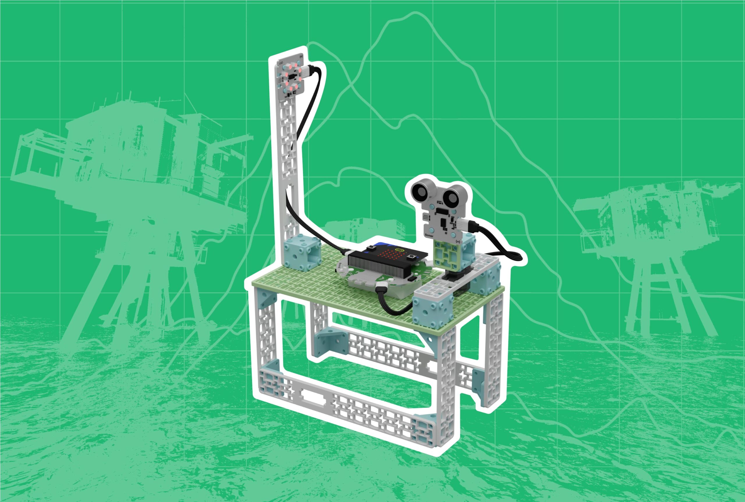 3D render of Hope Spot monitoring station built with the Climate Action Kit.