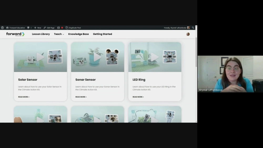 Screenshot of a video tutorial within the course. In the screenshot, our facilitator is demonstrating how to navigate the Tutorial Library.