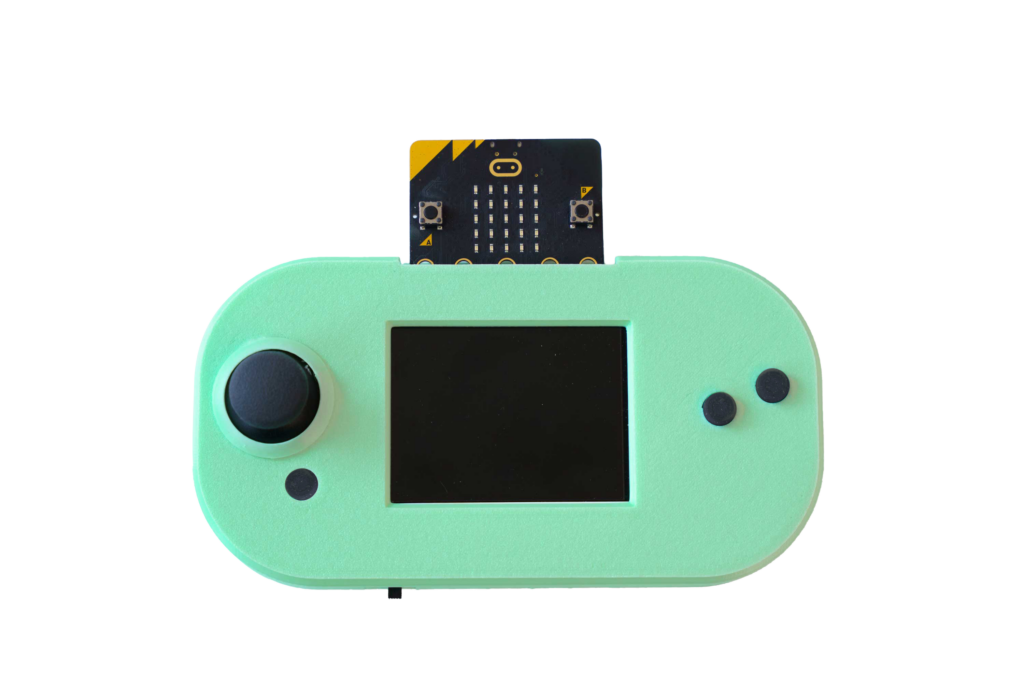 CodeCTRL with a micro:bit inserted.
