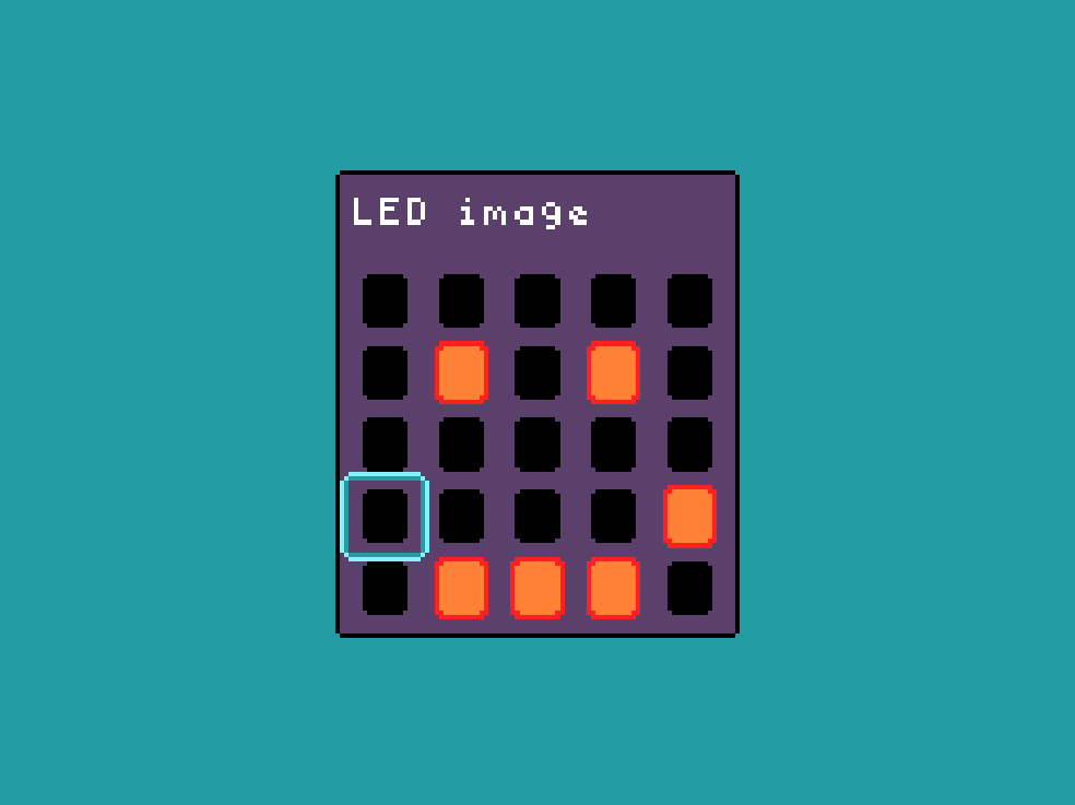 Screenshot of LED image editor in MicroCode. A smiley face has been drawn.