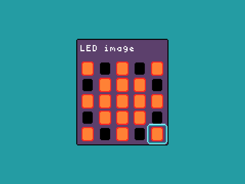Screenshot of LED image editor in MicroCode. The user has drawn a sun on the LEDs.