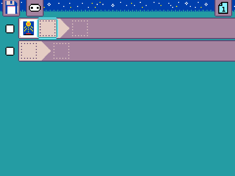MicroCode screenshot. The user has selected the blank tile next to the chosen event.