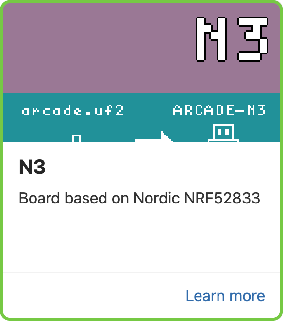 Screenshot of N3 device selection option in MakeCode Arcade.