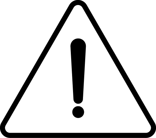 An exclamation mark inside a triangle icon
