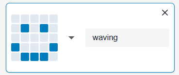First action named 'waving' with a smiley face symbol.