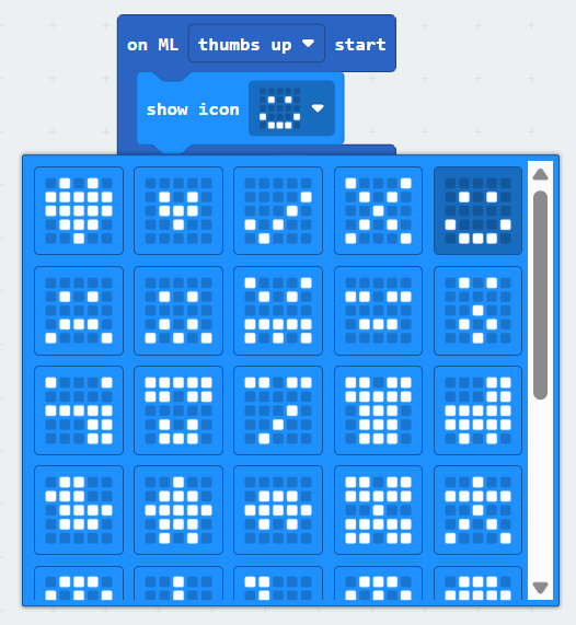 Click the smile in the show icon block to access other icon options from within the dropdown menu.