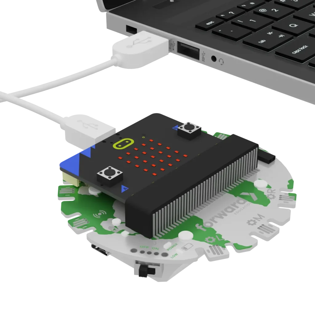 Use the switch to turn on your Breakout Board and then connect it to the computing using the micro USB cable.